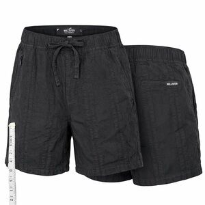 Hollister Men’s Black Textured Drawstring Shorts Size L Elastic Waist